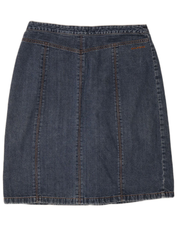 Saia jeans feminina Dkny de cintura alta EUA 10 grande W30 algodão azul