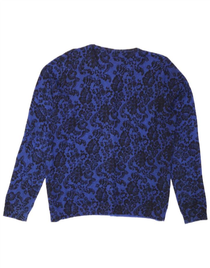 Suéter cardigã feminino Marks & Spencer UK 12 médio azul floral