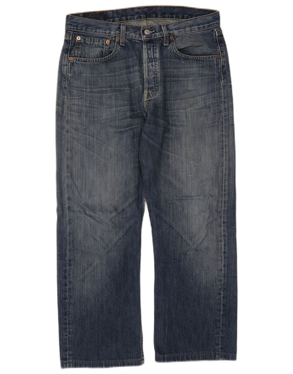 LEVI'S Masculino 501 Straight Jeans W32 L26 Azul Algodão