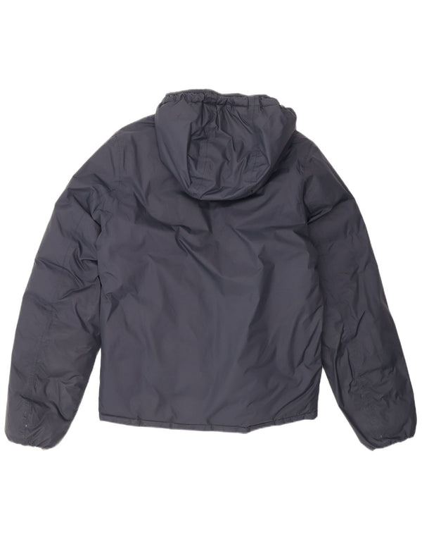 Jaqueta acolchoada reversível com capuz feminino K-Way UK 14 azul marinho médio