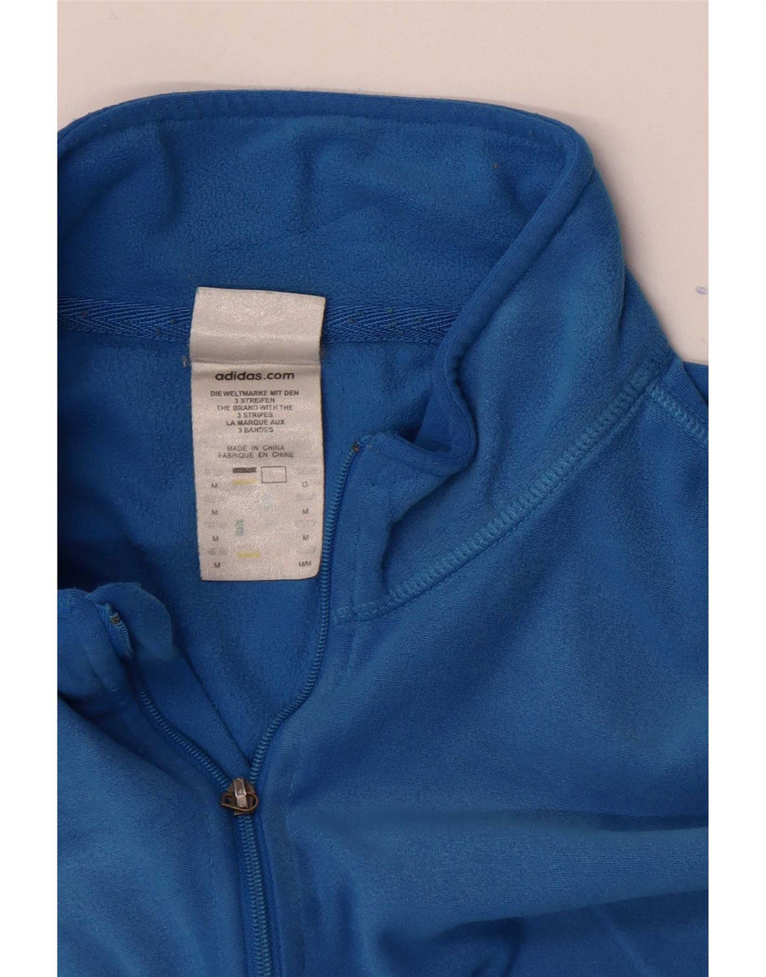 Adidas feminino solto ajuste zip pescoço top manga longa médio azul poliéster