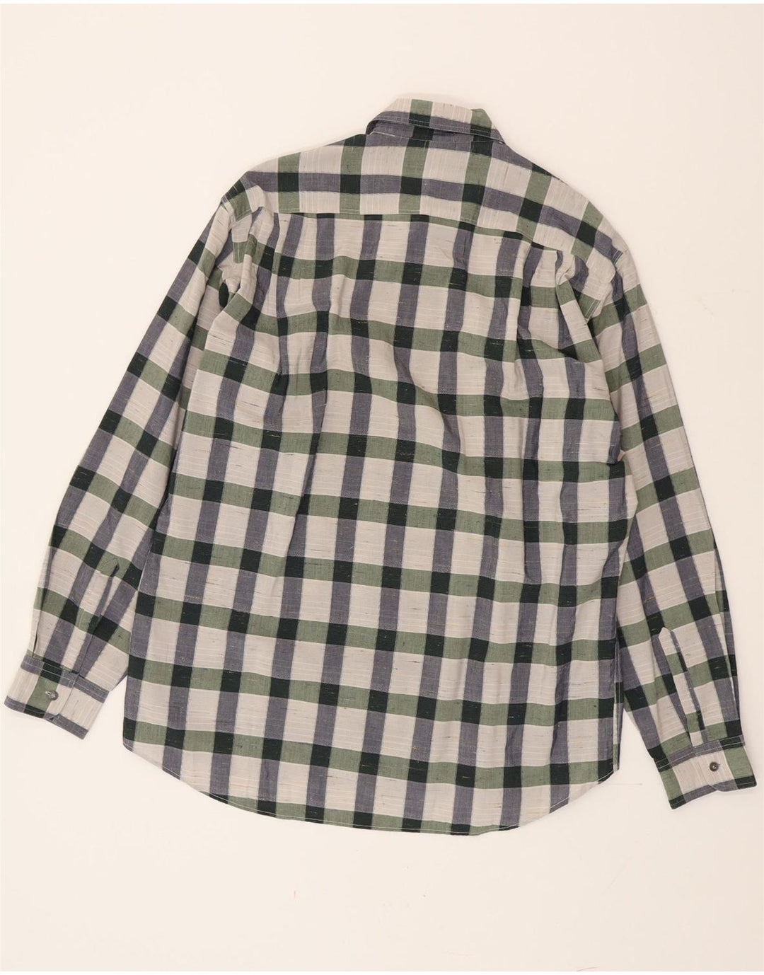 Maurizio Baldassari Camisa masculina tamanho 41 16 grande algodão xadrez multicolorido