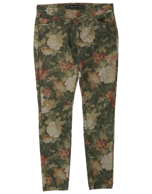 Zara Calça Jegging Feminina EU 38 Pequeno W28 L30 Verde Floral
