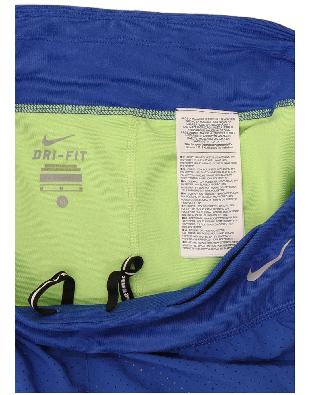Shorts esportivos femininos Nike Dri Fit UK 14 poliéster colorblock azul médio
