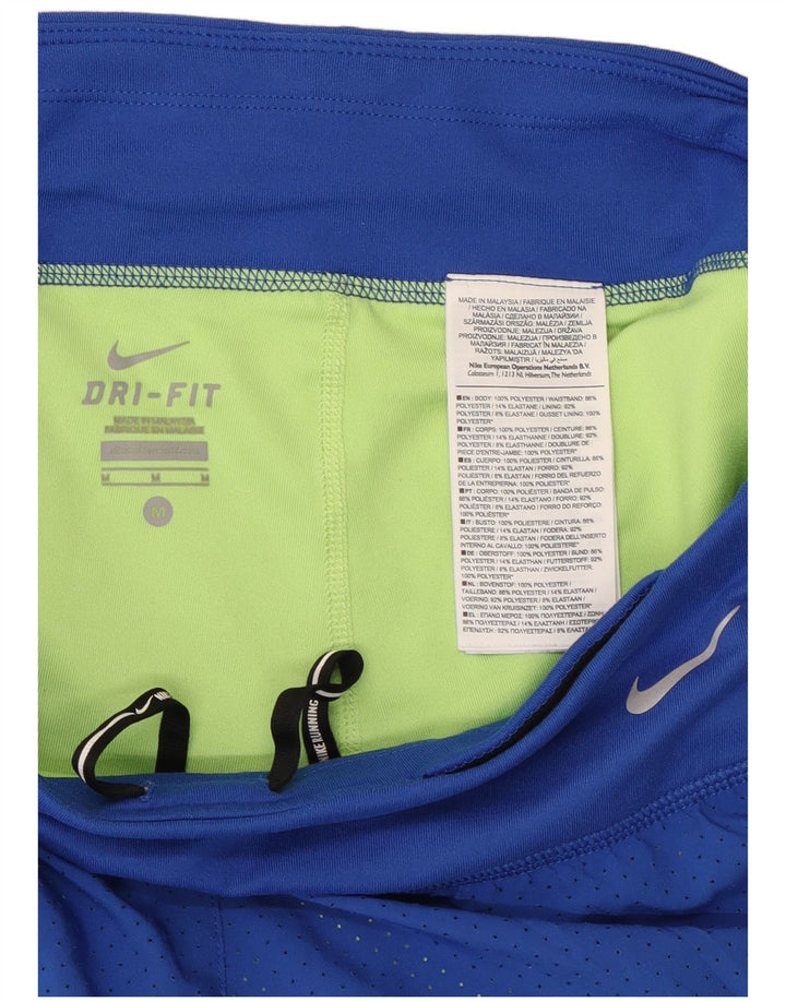 Shorts esportivos femininos Nike Dri Fit UK 14 poliéster colorblock azul médio