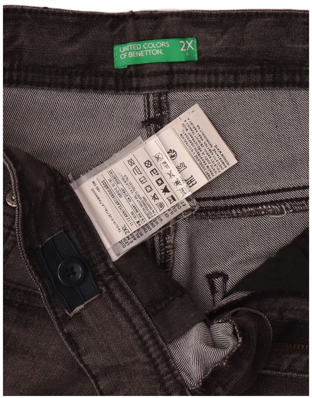 Benetton Boys Slim Jeans 11-12 Anos W29 L30 2XL Cinza Algodão