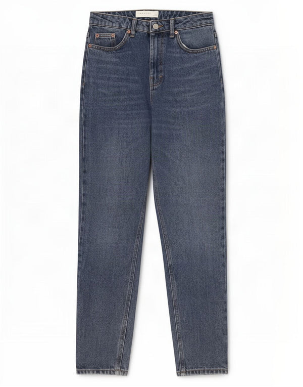 Topshop feminino Mom Tapered Jeans W28 L28 algodão azul