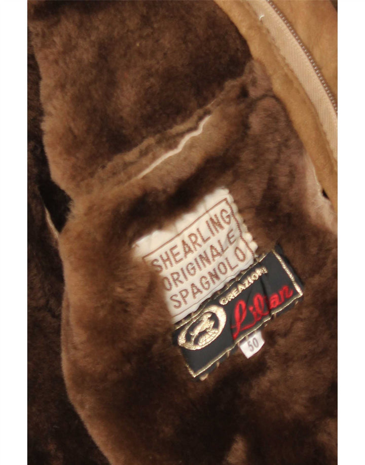 Jaqueta masculina vintage de shearling IT 50 grande marrom
