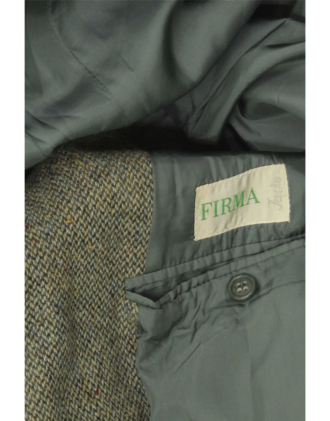 Jaqueta blazer masculina Facis com 2 botões IT 58 4XL lã virgem manchada verde