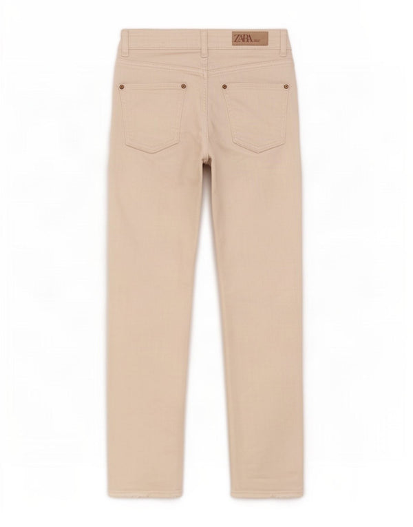Calça jeans reta feminina Zara EU 32 2XS W24 L25 algodão branco
