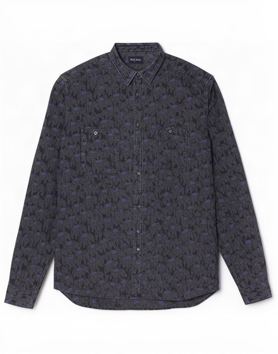 Camisa masculina Paul Smith grande cinza com estampa animal de algodão