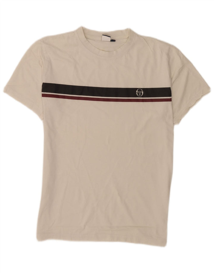 Camiseta masculina Sergio Tacchini Top médio branco colorblock algodão