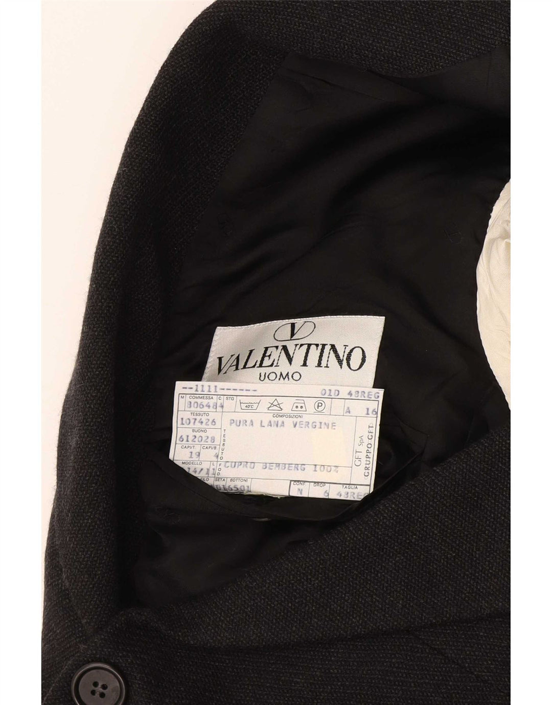Jaqueta Blazer Masculina Valentino com 3 Botões IT 48 Lã Virgem Preta Média