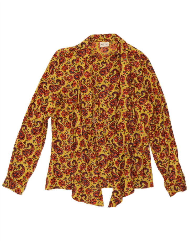 Blusa feminina Byblos com gravata frontal IT 44 Paisley amarelo médio