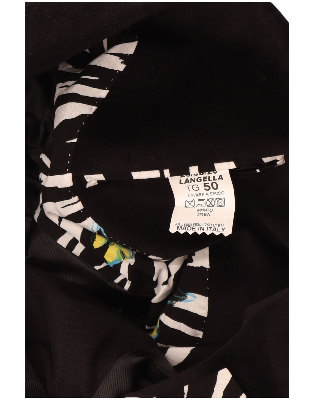 Jaqueta blazer masculina VINTAGE com 2 botões IT 50 grande algodão preto