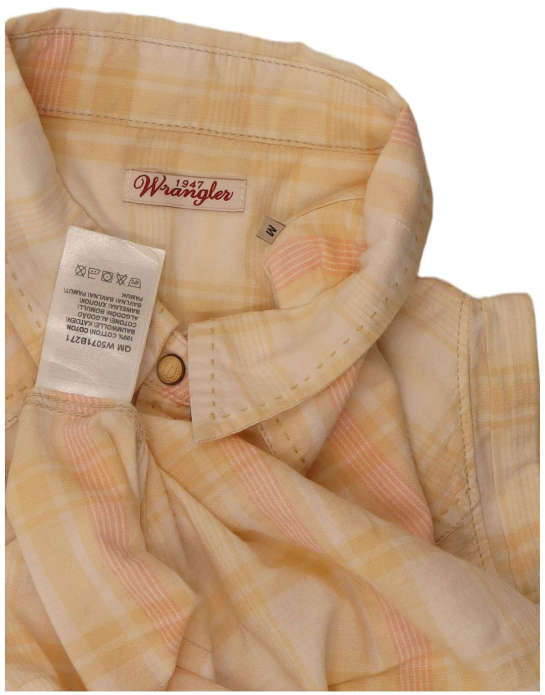 Camisa feminina sem mangas Wrangler UK 12 xadrez amarelo médio