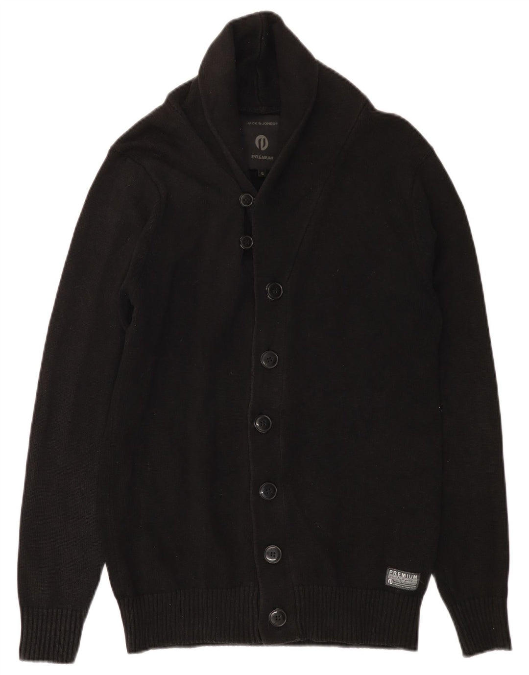 Suéter cardigã masculino Jack & Jones pequeno preto