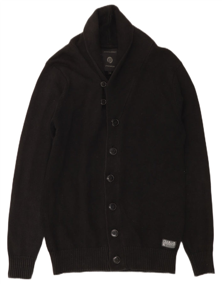 Suéter cardigã masculino Jack & Jones pequeno preto