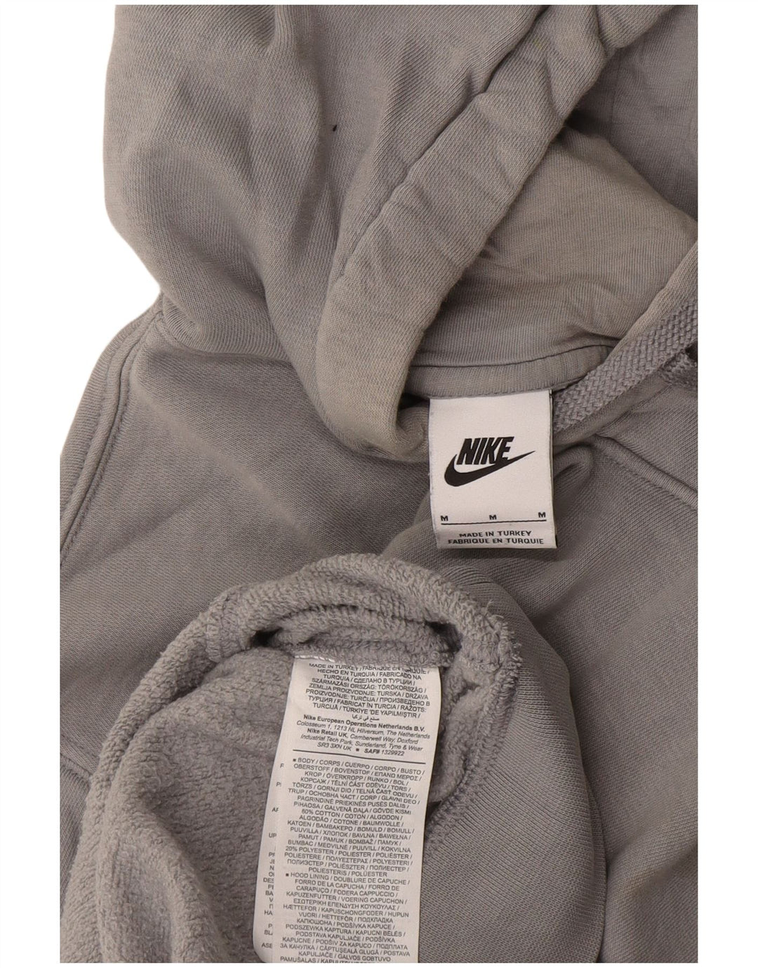 Nike Mens Hoodie Jumper Médio Algodão Cinza