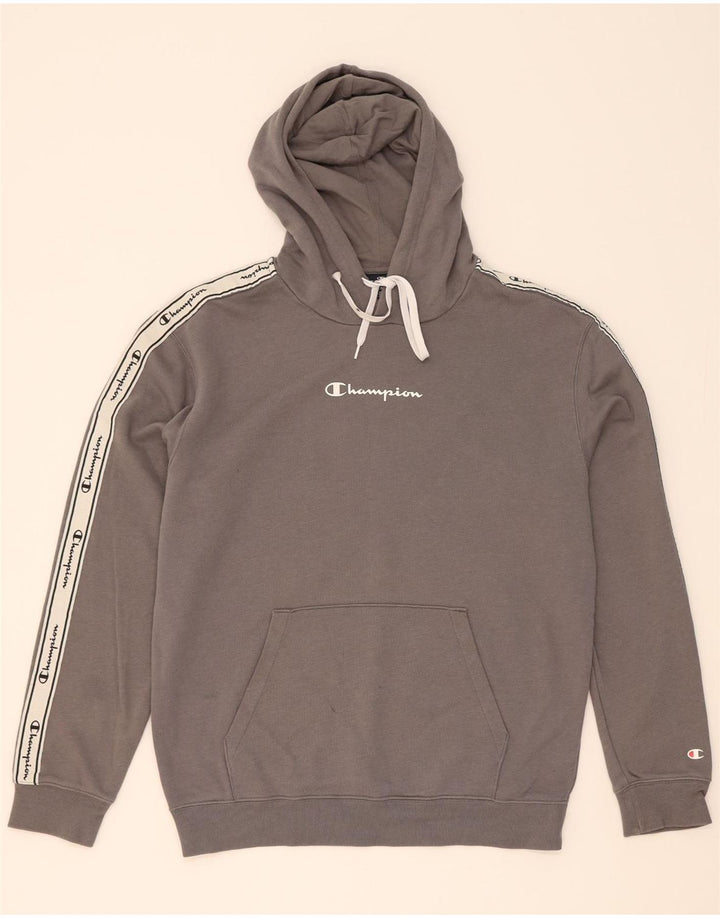 CHAMPION Mens Graphic Hoodie Jumper Large Grey Cotton Vintage Champion and Second-Hand Champion from Messina Hembry 