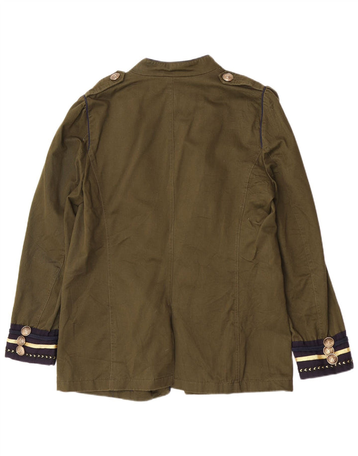 Jaqueta militar aberta feminina Zara Reino Unido 14 grande verde
