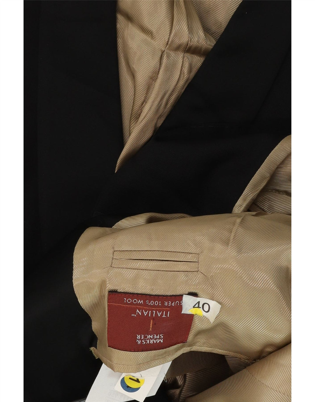Jaqueta blazer masculina de 1 botão Marks & Spencer Reino Unido 40 lã preta média