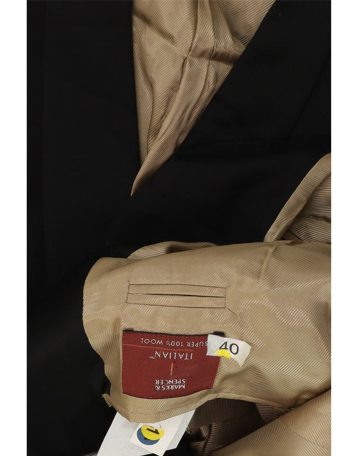 Jaqueta blazer masculina de 1 botão Marks & Spencer Reino Unido 40 lã preta média