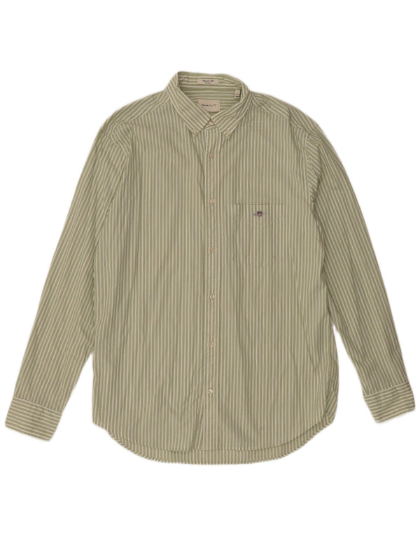 Gant Camisa masculina de popeline de ajuste regular tamanho 43/44 XL algodão listrado verde