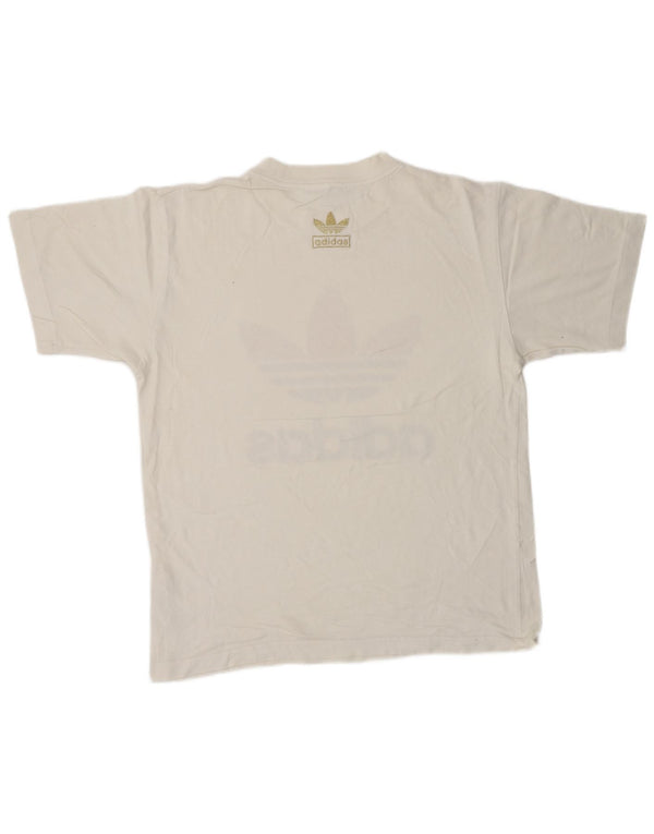 ADIDAS Mens Graphic T-Shirt Top Pequeno Algodão Branco