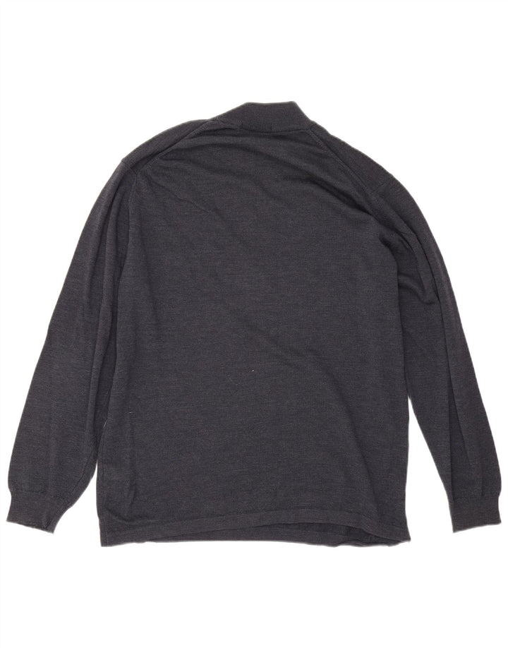 Suéter masculino Marks & Spencer com gola tartaruga grande lã merino azul marinho