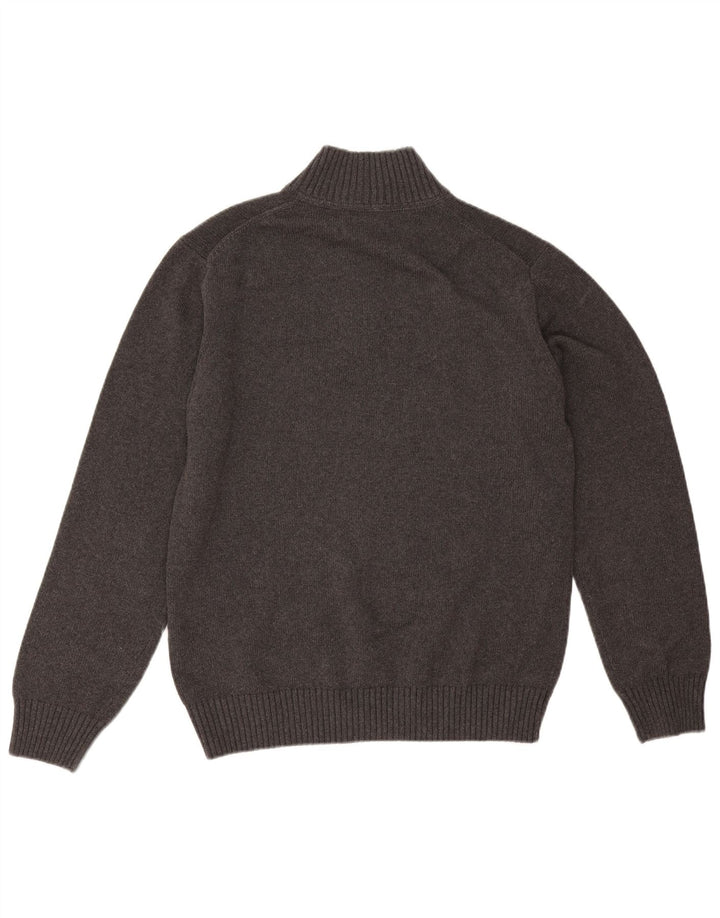 Suéter masculino Gant com zíper e gola grande de algodão cinza