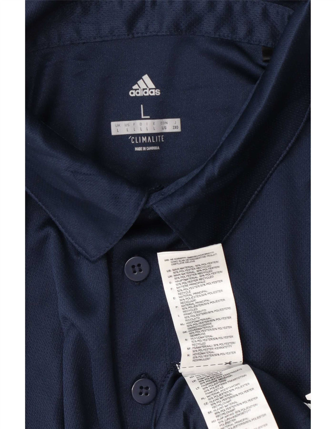 Camisa polo masculina Adidas Climalite grande poliéster azul marinho