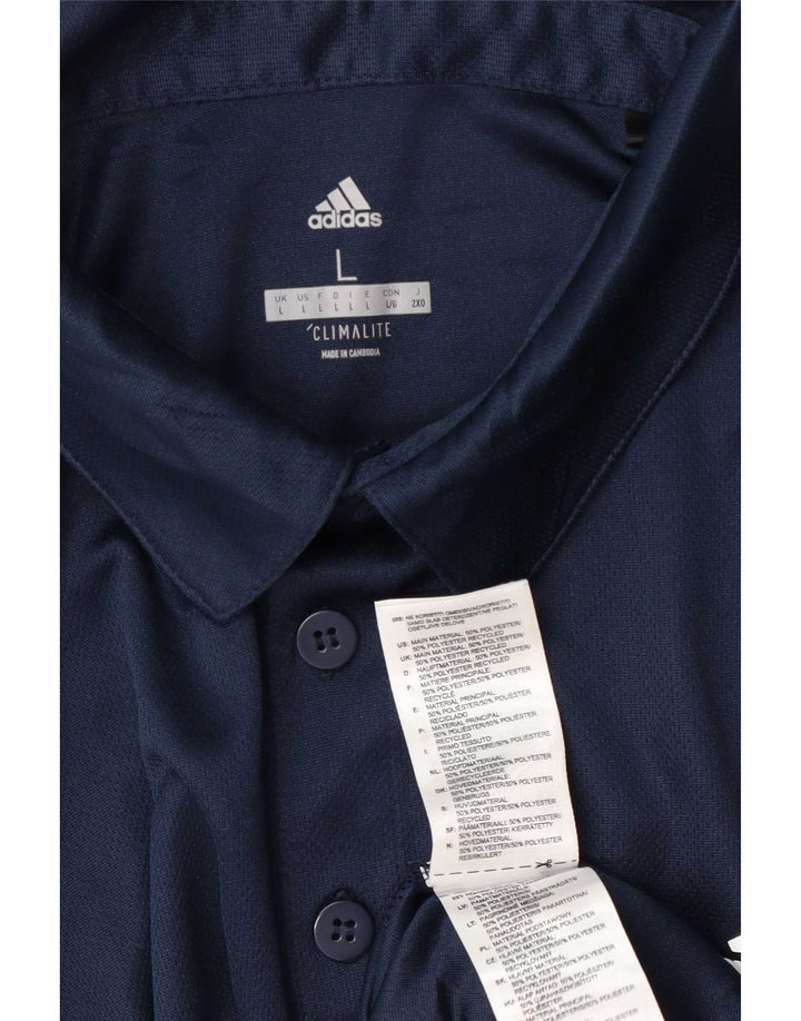 Camisa polo masculina Adidas Climalite grande poliéster azul marinho