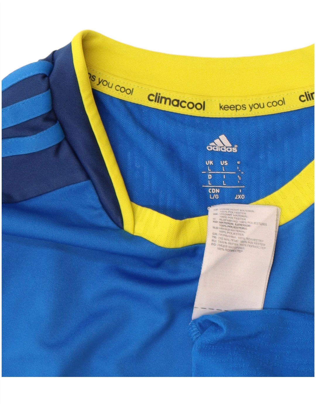 ADIDAS Mens Climacool T-Shirt Top Grande Azul Colorblock Poliéster