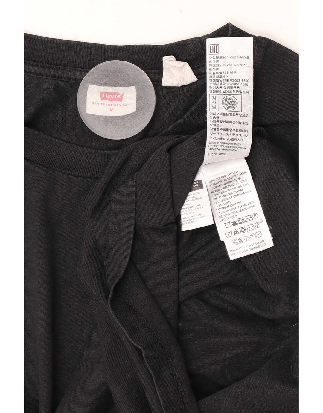 Camiseta feminina Levi's UK 14 médio algodão preto