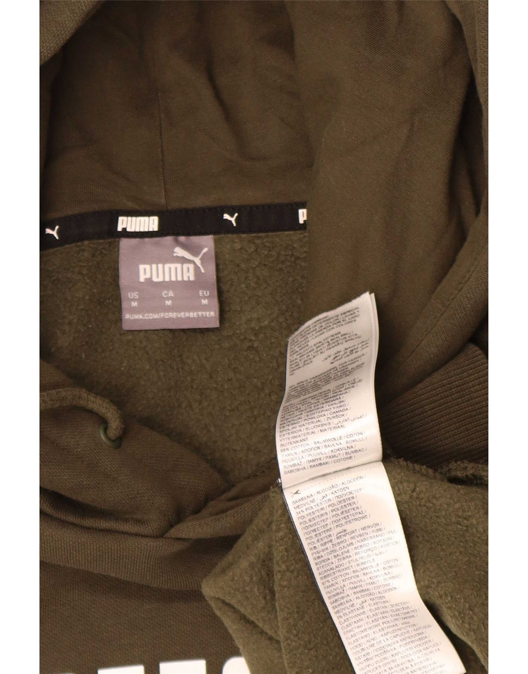 Puma Mens Graphic Hoodie Jumper Médio Algodão Cáqui