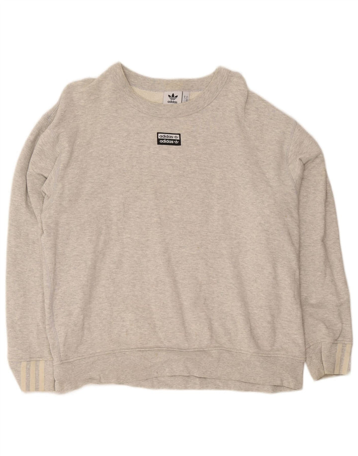 Adidas masculino solto ajuste moletom jumper médio cinza algodão manchado