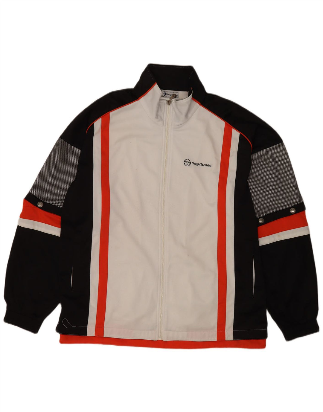 Sergio Tacchini Jaqueta masculina de agasalho 2XL poliéster colorblock branco