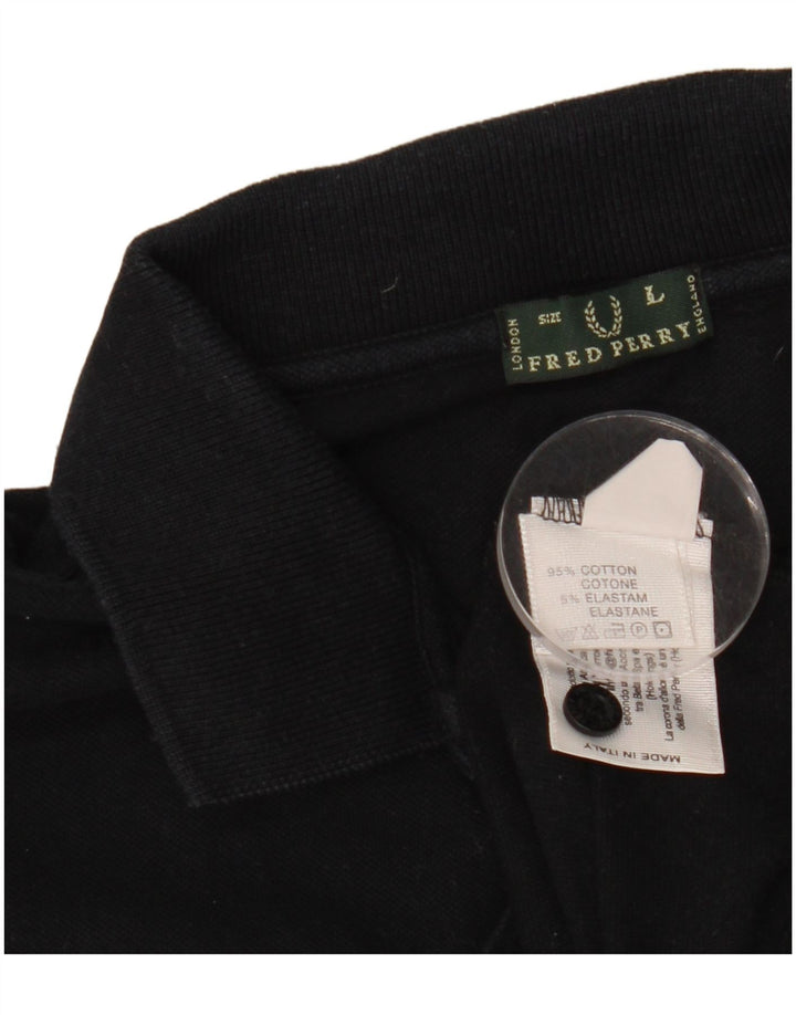 Camisa polo feminina FRED PERRY Reino Unido 16 grande algodão preto