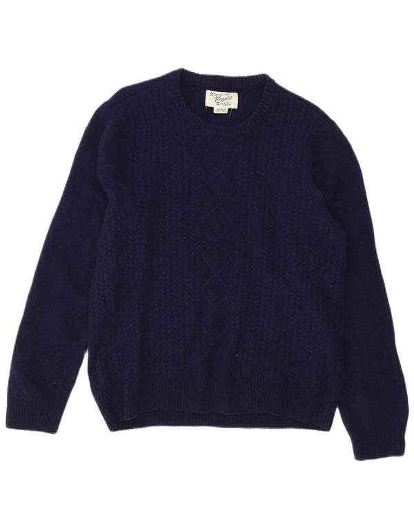 Suéter feminino PENGUIN com gola canoa UK 18 XL lã de cordeiro azul marinho