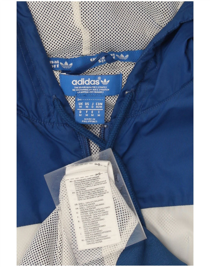 Adidas Mens Hooded Rain Jacket UK 38 Médio Azul Colourblock Nylon