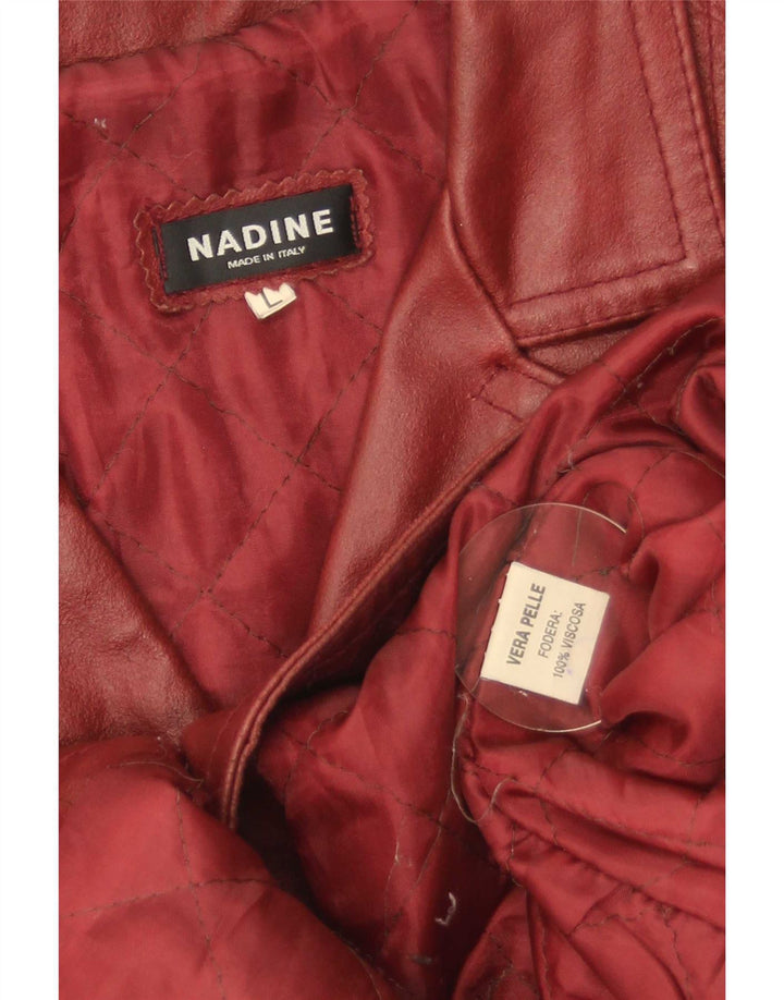 Casaco de couro feminino Nadine Reino Unido 14 grande couro vermelho