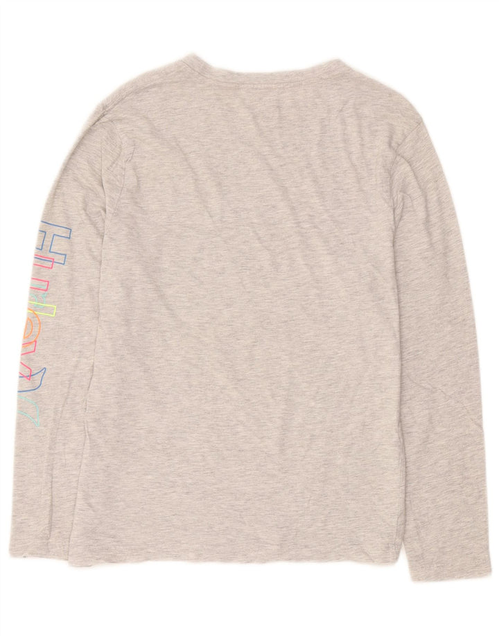 Hurley Mens Graphic Top manga comprida pequeno algodão cinza