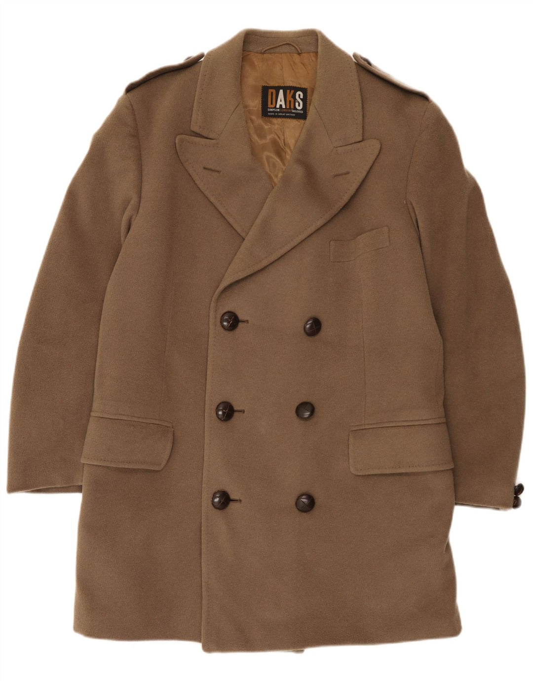 Casaco masculino militar com peito duplo Dack's Reino Unido 42 XL lã virgem marrom