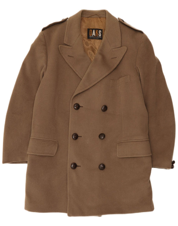 Casaco masculino militar com peito duplo Dack's Reino Unido 42 XL lã virgem marrom