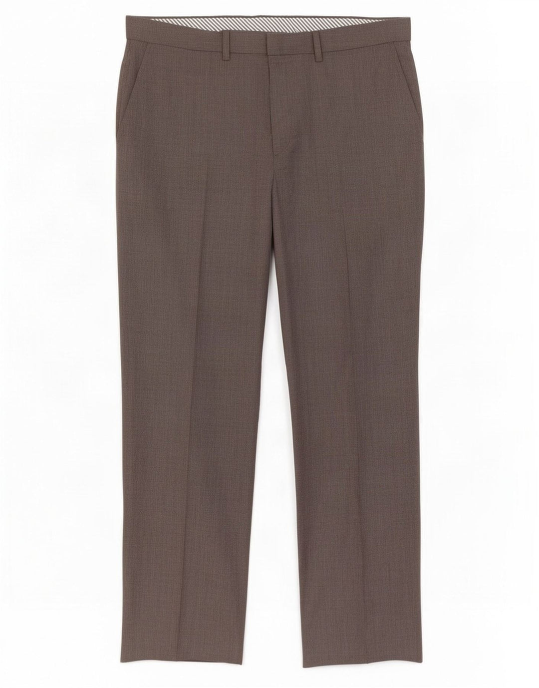 Calça masculina de terno reto Marks & Spencer W36 L31 lã marrom