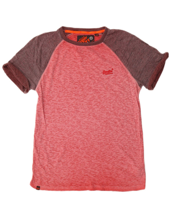 Camiseta masculina Superdry Top XL algodão colorblock vermelho