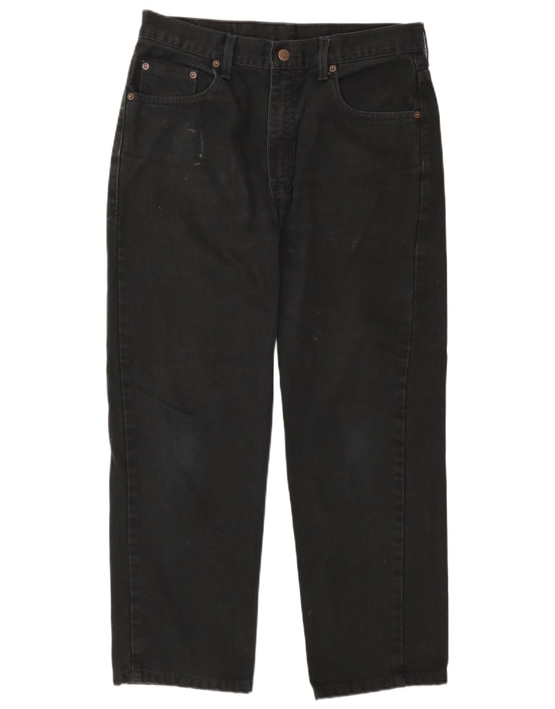 Calça jeans masculina Levi's 504 cortada W33 L26 algodão preto