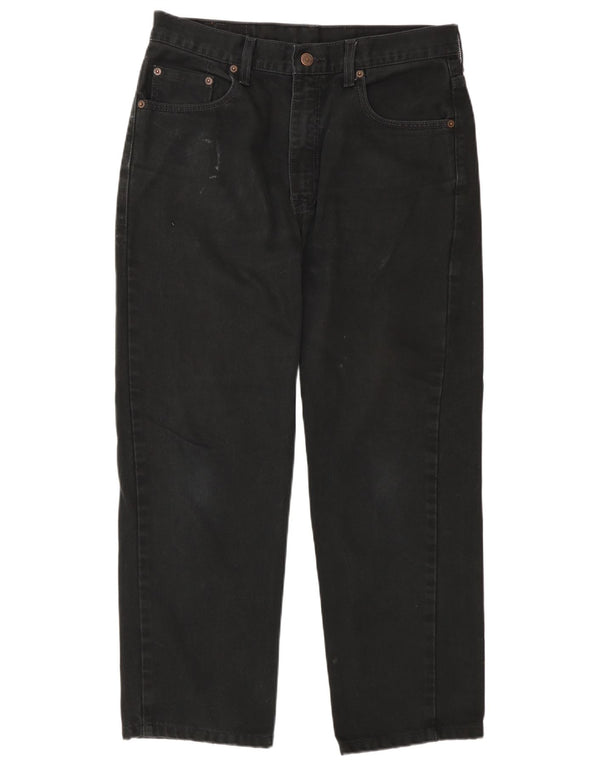 Calça jeans masculina Levi's 504 cortada W33 L26 algodão preto