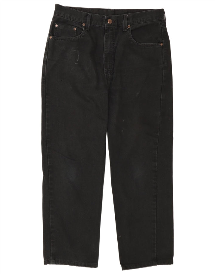 Calça jeans masculina Levi's 504 cortada W33 L26 algodão preto